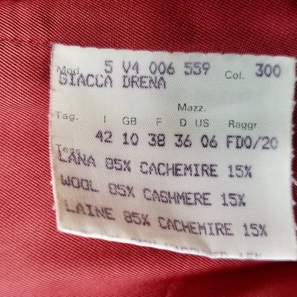 Women's Vintage Red Cashmere Blazer Laura Lindor - Picture 8 of 11